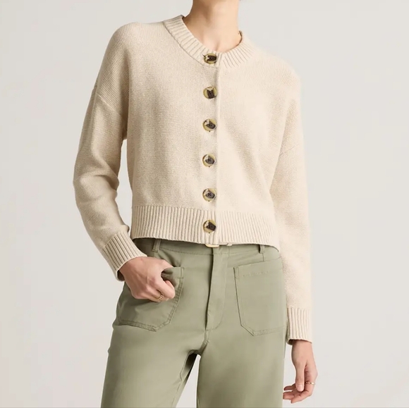 100% Organic Cotton Cropped Cardigan NWOT - Picture 1 of 7